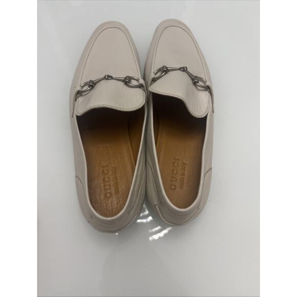 GUCCI JORDAAN SILVER HORSEBIT WHITE LEATHER MEN\'S LOAFERS 11 G 12 US main image 6